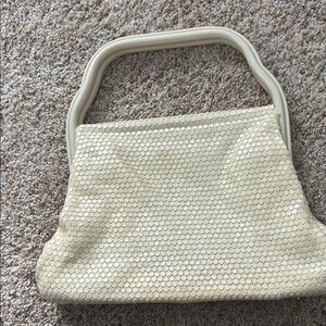 Elegant Cream Sequin Women's Bag 60’s Bb&b travel goods, white beaded.
